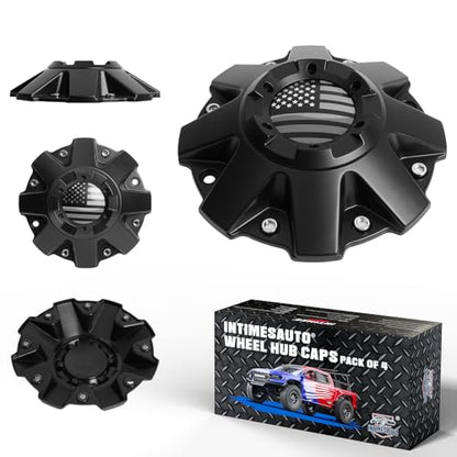 4-Pack Center Caps for Mayhem C108010C01 C806803-2CAP — Matte Black, American Flag - color: Matte Black with American Flag, size: Mayhem C108010C01 / C806803-2CAP