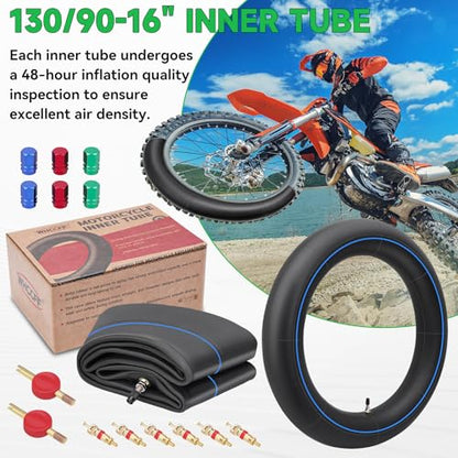 130/90-16" Motorcycle Heavy Duty Tire Inner Tube 5.00/5.10-16, 140/80-16, 140/90-16 Tyre Tubes, 150/80-16 TR4 Staight Valve Stem Tire Tube Street and Off-Road Applications Inner Tire - size: 130/90-16" 2pcs