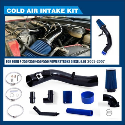 Cold Air Intake Kit Intake Elbow Included Compatible with Ford 2003-2007 F-250/350/450/550 Power Stroke Diesel 6.0L Black - size: 2003-2007 F250-F550 6.0L with Intake Elbow