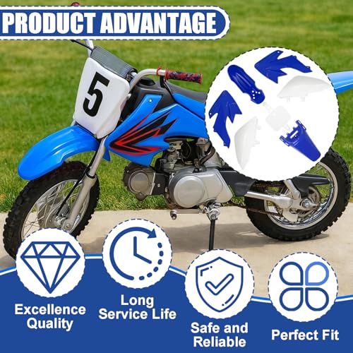 Podoy CRF50 Body Fender Kit Plastic Fairing 7PCS with Bolts (Blue) - style: Blue