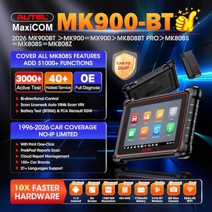 Autel Scanner MaxiCOM MK900BT Bidirectional Tool, 40+ Service, CAN-FD& DOIP