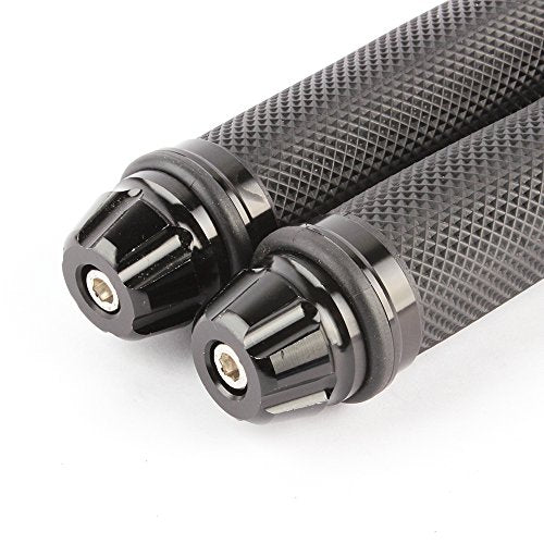 Universal 7/8" 22mm Motorcycle Handlebar Grips - Gel Rubber Compatible with Chopper, Cruiser, Street, Dirt Bike - color: Black