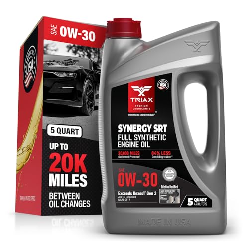 TRIAX Synergy SRT 0W-30 Full Synthetic Engine Oil API SQ/ILSAC GF-7A Licensed | 20,000 Miles of Protection (5 Quart) - size: 5 Quart