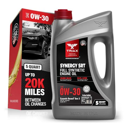 TRIAX Synergy SRT 0W-30 Full Synthetic Engine Oil API SQ/ILSAC GF-7A Licensed | 20,000 Miles of Protection (5 Quart) - size: 5 Quart