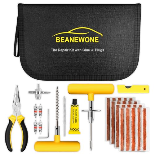 Tire Repair Kit with Plugs, Tire Plug Kit Heavy Duty Professional for Car, ATV, Motorcycle, Truck, Flat Tire Emergency Repair(Zipper Bag Type-33 PCs) - style: Zipper Bag Type-33 PCs
