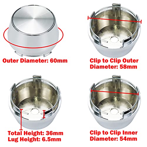 Modengzhe 4PCS Wheel Center Caps, 60mm Wheel Rim Hub Center Covers (Silver) - color: Silver