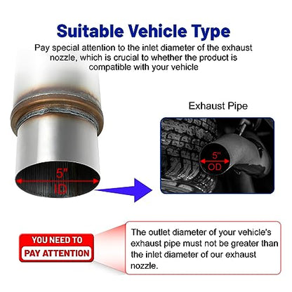 Exhaust Resonator 5" Inlet 5" Outlet Muffler 18" inch Overall - size: 5" Inlet 5" Outlet 18" Overall Length