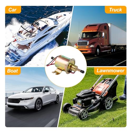 Electric Fuel Pump 2.5-4psi HEP-02A 6pcs Low Pressure 12V Gas Diesel Compatible with Motorcycle Carburetor ATV Trucks Boats For Gasoline or Diesel Engine