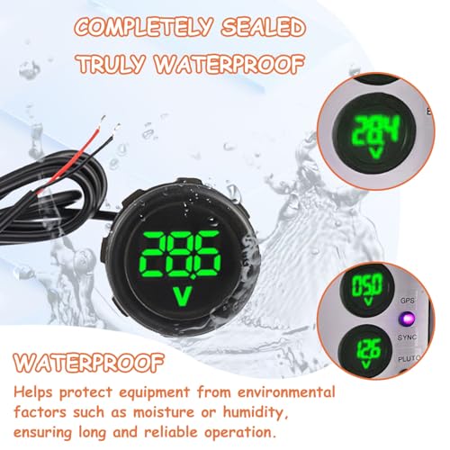 2 Pieces Waterproof DC 4V-100V Voltmeter Gauge (Green) - color: Green, size: Waterproof