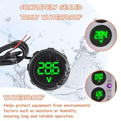 2 Pieces Waterproof DC 4V-100V Voltmeter Gauge (Green) - color: Green, size: Waterproof