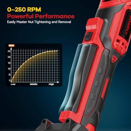 SOARFLY 3/8" Cordless Ratchet Wrench, 60 Ft-Lbs(80N.m) Electric Ratchet - color: Deep Red