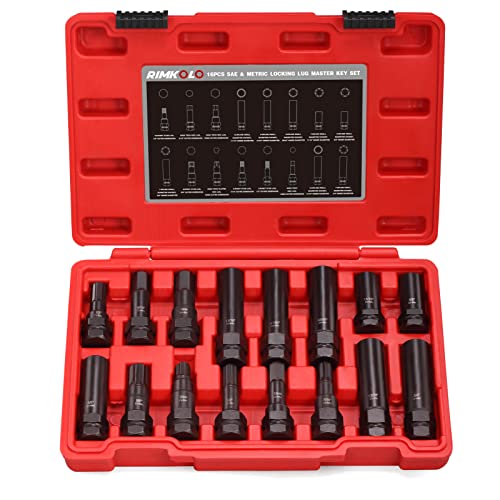 16-Piece Locking Lug Master Key Set, SAE and Metric Wheel Lock Removal Kit for Removing Lock Lug Nuts on Aftermarket Wheels