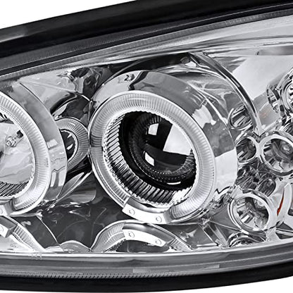 SPEC-D TUNING Dual LED Halo Projector Headlights - color: Chrome Housing Clear Lens