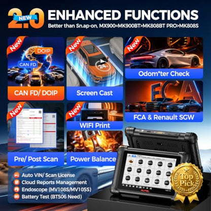Autel MaxiCheck MX900 Scanner, 3000+ Active Test, 40+ Service, DoIP&CAN FD