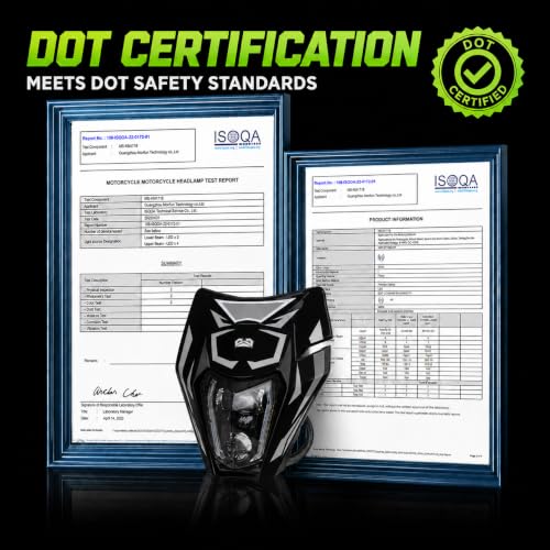 DOT Dirt Bike Headlight LED With Turn Signals and Graphics Sticker-Black - color: Black with Sticker, size: With Turn Signals