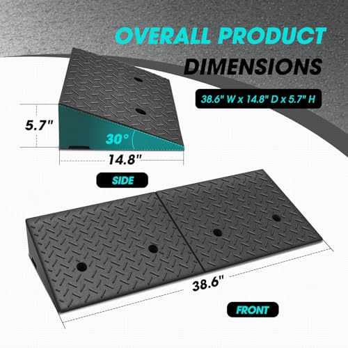 DNA Motoring 1pcs 5.7" Rise Rubber Curb Ramp Heavy Duty Loading Driveway Ramp Threshold Ramp 38.6" W x 14.8" D x 5.7" H for Loading Dock, Warehouse, Motorcycles, Cars, TOOLS-00647 - style: 5.7 in