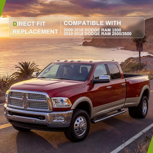 AUTOSAVER88 LED DRL Headlight Compatible with 2009-2018 Dodge Ram 1500 - color: Clear Lens Chrome Housing Amber Reflector