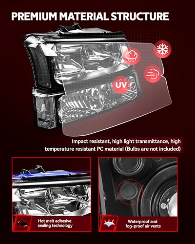Torchbeam Headlight Assembly, Replacement for 2003-2006 Silverado 1500 - color: Smoke-Clear/2003-2006 Silverado