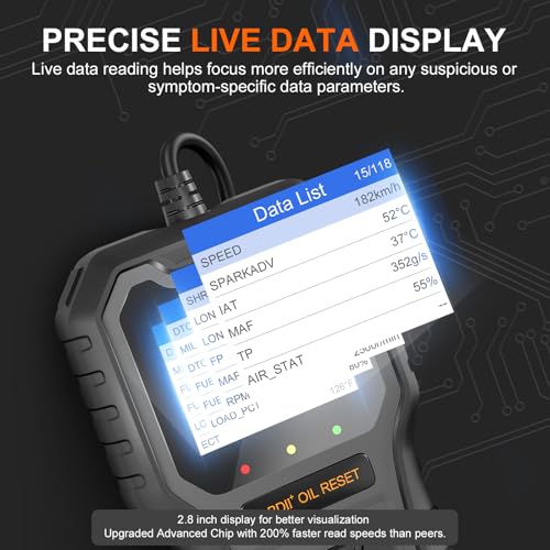 Car Code Reader OBD2 Scanner for Check Engine Light Oil Reset OBDII Scan Tool Diagnostic Tool Reset Fix Clear Fault Code Readers for Cars 1996+ - color: Black