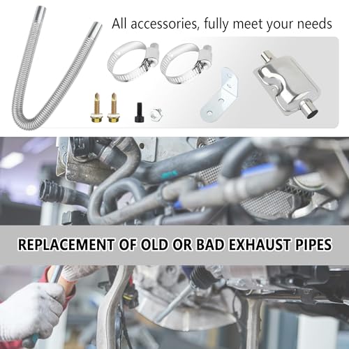 25mm/0.98" Diesel Heater Exhaust Pipe with Silencer Muffler,Stainless Steel Pipe for Car Modified Intake & Exhaust System,Universal Car Accessories Diesel Heater Hose Kit