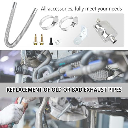 25mm/0.98" Diesel Heater Exhaust Pipe with Silencer Muffler,Stainless Steel Pipe for Car Modified Intake & Exhaust System,Universal Car Accessories Diesel Heater Hose Kit