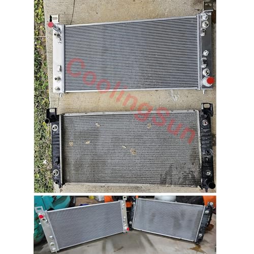 CU2370 34 Inch Aluminum Radiator for Cadillac Escalade ESV EXT, Chevy Avalanche Tahoe Silverado Suburban 1500 2500 3500 HD, GMC Yukon XL Sierra, Hummer H2 V8 1999-2014, 3 Row Radiators
