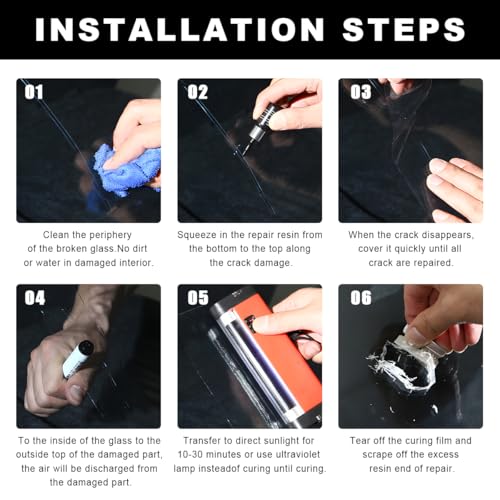 Yourkar Windshield Repair Kit, Quick Repair Resin Liquid for Windshield Glass Chip Scratch, Repair Fluid Resin Filler for Fixing Window Star-Shaped Crack, Car Accessories (Black) - color: Black, 1pcs