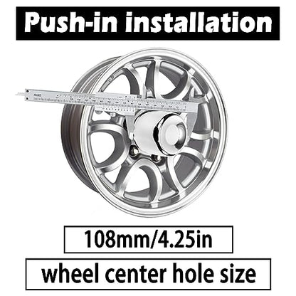 4Pcs 4.25" OD 4.25" H Push Through Trailer Wheel Center Cap for Rim - color: Chrome, size: 4.25" Hub 4.25" H