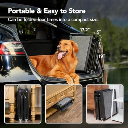 PetThem Dog Ramp for Cars, 71" L × 17.2" W, Extra-Long Foldable - size: 71" L x 17.2" W with Dog Pattern Upgraded