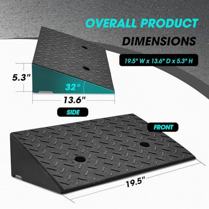 DNA Motoring 2pcs 5.3" Rise Rubber Curb Ramp Heavy Duty Loading Driveway Ramp Threshold Ramp 19.5" W x 13.6" D x 5.3" H for Loading Dock, Warehouse, Motorcycles, Cars, TOOLS-00646 - style: 5.3 in 2pcs
