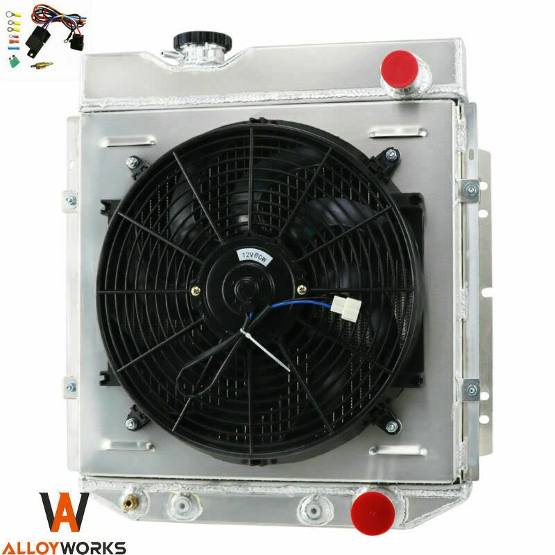 ALLOYWORKS 4 Row All Aluminum Radiator+Shroud+14"Fan For 1963-1966 Ford Mustang/Falcon/Mercury/Comet V8