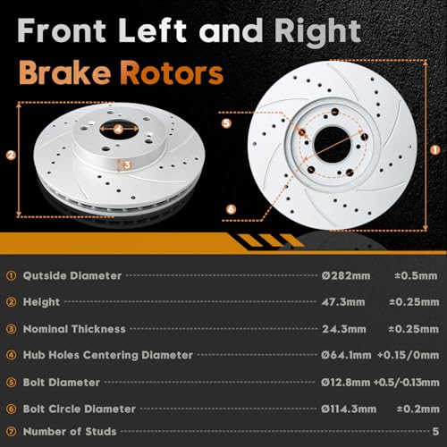 BETTHAND Front And Rear Brake Pads And Rotors Compatible With Honda - size: 96711*2+980138*2+D914-7795+D537-7418