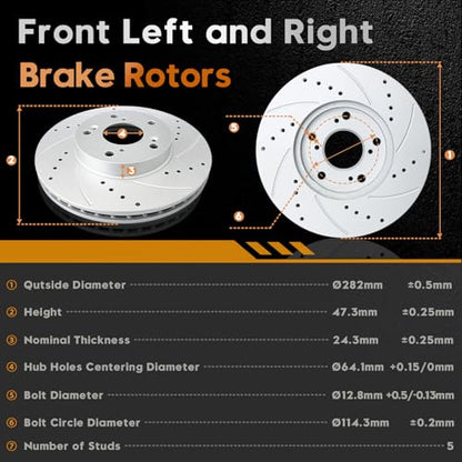 BETTHAND Front And Rear Brake Pads And Rotors Compatible With Honda - size: 96711*2+980138*2+D914-7795+D537-7418