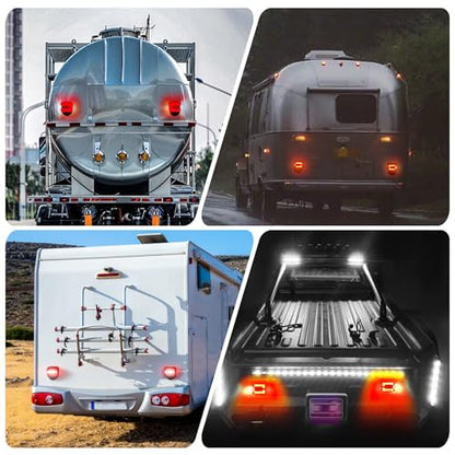 Wireless Trailer Lights Magnetic，Rechargeable LED Towing Tail Lights Universal Turn/Brake/Reverse/License Plate Lights for Trucks, Trailers, RVs, Boats, UTV, ATV - 4-Pin & 7-Pin Plug Compatible