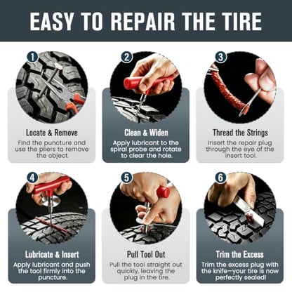 ORCISH Heavy Duty 98pcs Tire Repair Kit, Tubeless Tire Plug Kit for Flats - size: 98 Piece Set