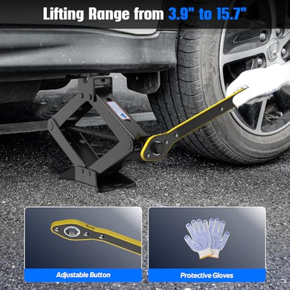 Car Jack Kit, 3 Ton (6614 lbs) Scissor Jack for Car, SUV, MPV - size: 3T