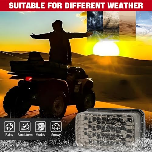DREAMIZER LED Tail Light ATV OEM Taillight w/Running Brake Light Compatible with Yamaha Big Bear Bruin Rhino Kodiak Grizzly Wolverine Viking - color: Smoke Black lens