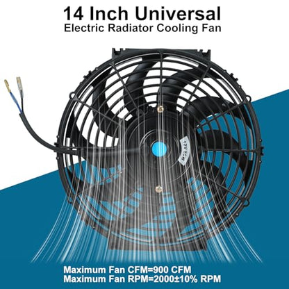 14 Inch Universal Slim Fan Push Pull Electric Radiator Cooling Fan - size: 14inch 90W