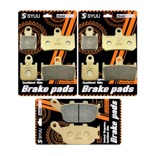 S SYUU High-Performance Reliable Motorcycle Front Rear Brake Pads Set Kit Compatible with Yamaha Yzfr1 Yzf-R1 YZF R1 2007 2008 2009 2010 2011 2013 2014 - Low Noise, Easy Installation FA442F FA174R
