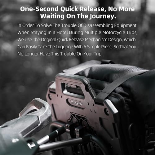 Rhinowalk Motorcycle Saddlebag 20L Waterproof – Compact Quick Release Motorbike Side Bag with Combination Lock, Universal Fit (1 Piece) - color: Black-20L