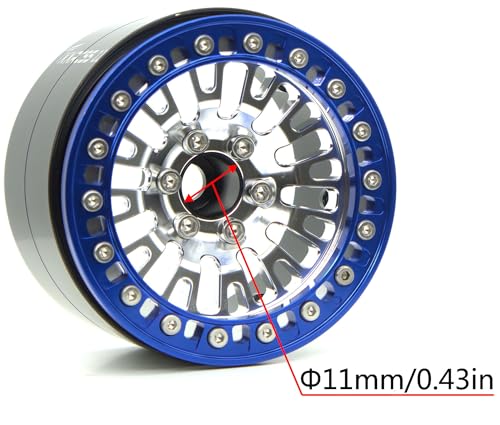 198g Super Heavy Duty 2.2 Beadlock Wheel Rims for 1/10 RC Crawle (Silver Blue) - color: Silver Blue
