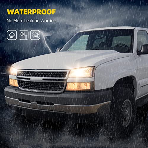 DWVO LED DRL Headlight Assembly Compatible with 2003-2006 Silverado Black - color: B Black Housing Clear Reflector