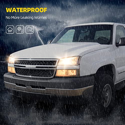 DWVO LED DRL Headlight Assembly Compatible with 2003-2006 Silverado Black - color: B Black Housing Clear Reflector