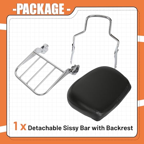 ECOTRIC Sissy Bar Backrest Compatible with 1994-2008 Harley Touring - color: Black, size: 13.5 x 10.75 x 2.75 inches