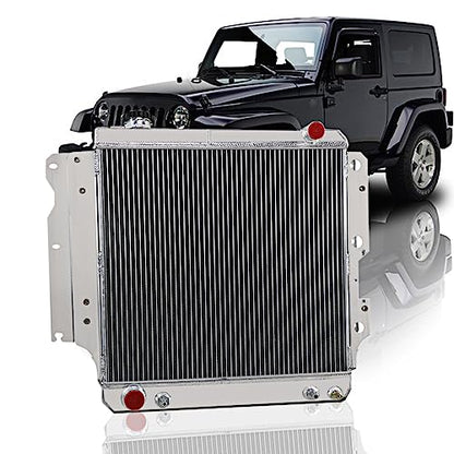 3 Row Radiator For Jeep Wrangler TJ YJ 2.4 2.5 4.0 4.2L 1987-2006 - size: 3 Row Radiator+CNC 1.3Bar Cap