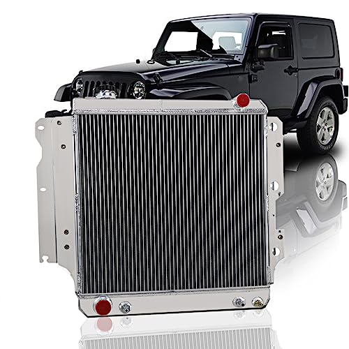 4 Row Radiator For Jeep Wrangler TJ YJ 2.4 2.5 4.0 4.2L 1987-2006 - size: 4 Row Radiator+CNC 1.3Bar Cap