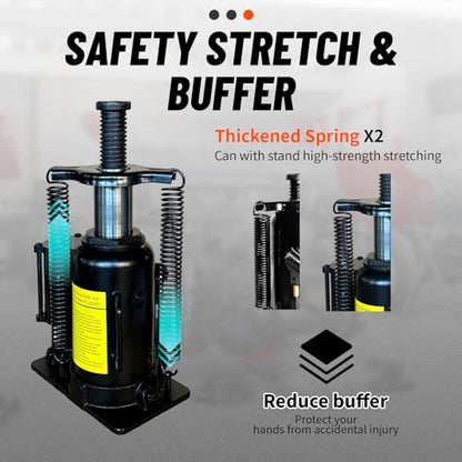20 Ton Low Profile Air Hydraulic Bottle Jack with Air-Powered or Manual Operation, One-Piece Hydraulic Cylinder Design, Air Bottle Jack with Independent Air Pump Body and Carry Handle - color: Black, size: 20 Ton