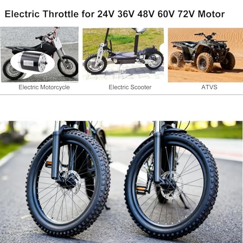 Doinal Electric Twist Throttle 72V 60V 48V 36V 24V Universal Throttle for Electric Scooter Razor Dirt Bike, Volt Meter Throttle with Key, 3 Speed Throttle, Twist Throttle for Electric Motorcycle ATVS - style: 3-speed &Reverse Throttle