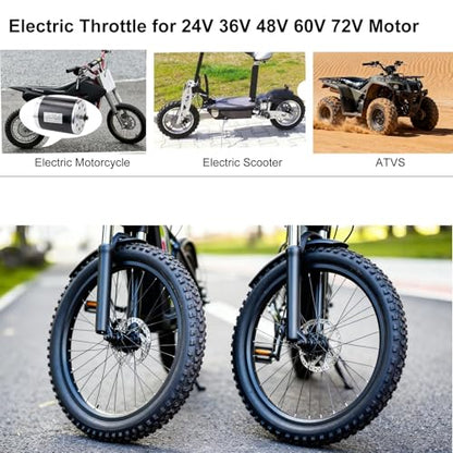 Doinal Electric Twist Throttle 72V 60V 48V 36V 24V Universal Throttle for Electric Scooter Razor Dirt Bike, Volt Meter Throttle with Key, 3 Speed Throttle, Twist Throttle for Electric Motorcycle ATVS - style: 3-speed &Reverse Throttle