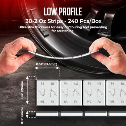 Wheel Accessories Parts 1/4 Oz. 0.25 Oz. Grey Low Profile Stick-On Premium US Adhesive Tape Wheel Balancing Weights Cars Trucks SUVs Motorcycles 4.53 kgs 10 lb Box 240 Pcs per Box - size: 240 Pcs Silver, style: 1/4 Oz Segment